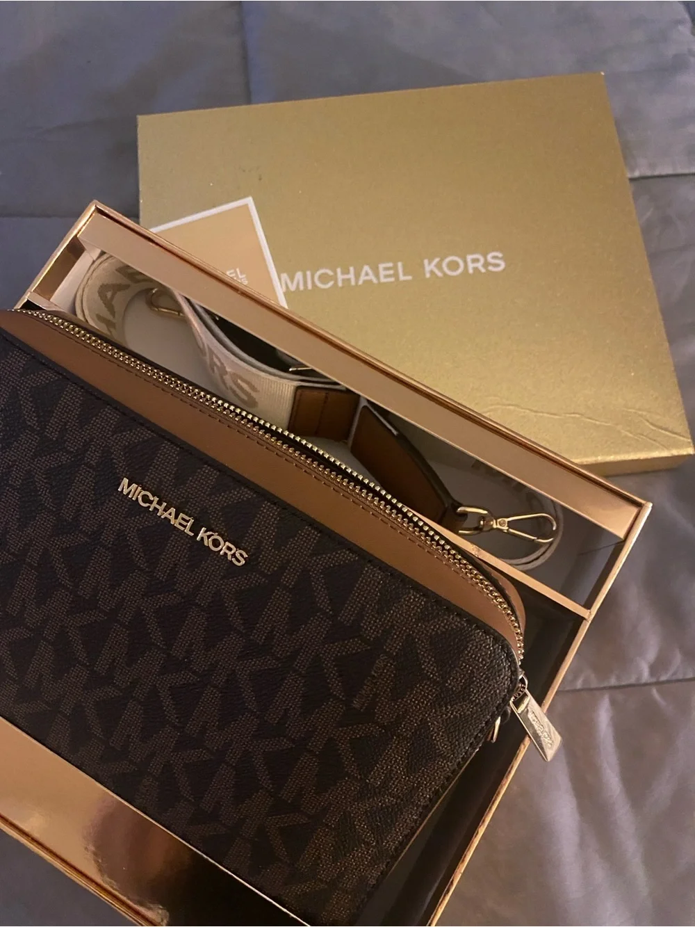 Michael Kors Black MK Monogram Crossbody Phone Case